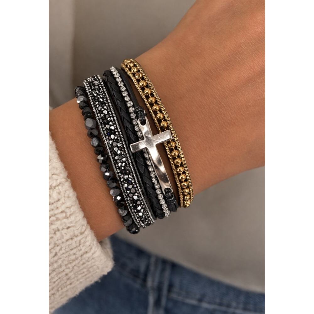 Pomina Multipe Strand Cross Bracelet New